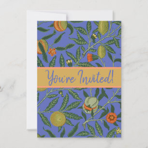 William Morris Pomegranate Blue Colourful Wallpape Invitation