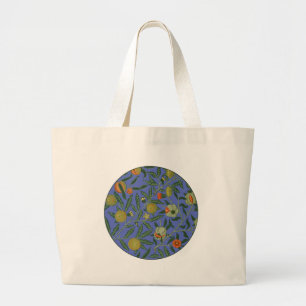 William Morris Pomegranate Blue Colourful Wallpape Large Tote Bag