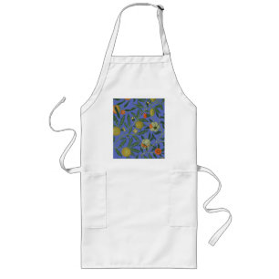 William Morris Pomegranate Blue Colourful Wallpape Long Apron