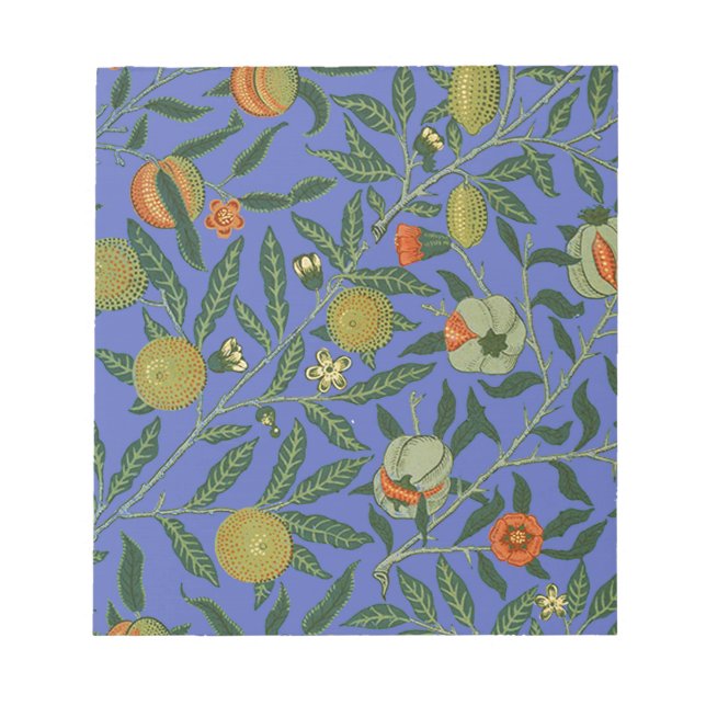William Morris Pomegranate Blue Colourful Wallpape Notepad (Front)