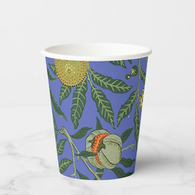 William Morris Pomegranate Blue Colourful Wallpape Paper Cups (Front)