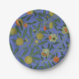 William Morris Pomegranate Blue Colourful Wallpape Paper Plate