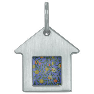 William Morris Pomegranate Blue Colourful Wallpape Pet ID Tag