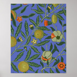 William Morris Pomegranate Blue Colourful Wallpape Poster