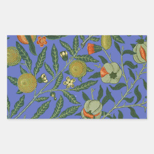 William Morris Pomegranate Blue Colourful Wallpape Rectangular Sticker