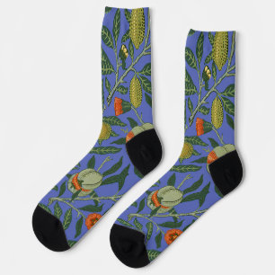 William Morris Pomegranate Blue Colourful Wallpape Socks