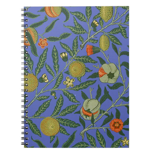 William Morris Pomegranate Blue Colourful Wallpape Spiral Notebook (Front)