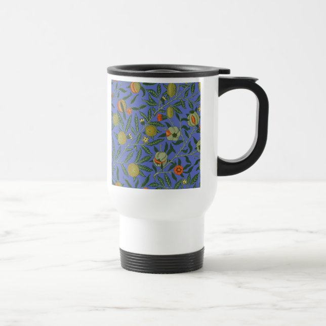 William Morris Pomegranate Blue Colourful Wallpape Travel Mug (Right)