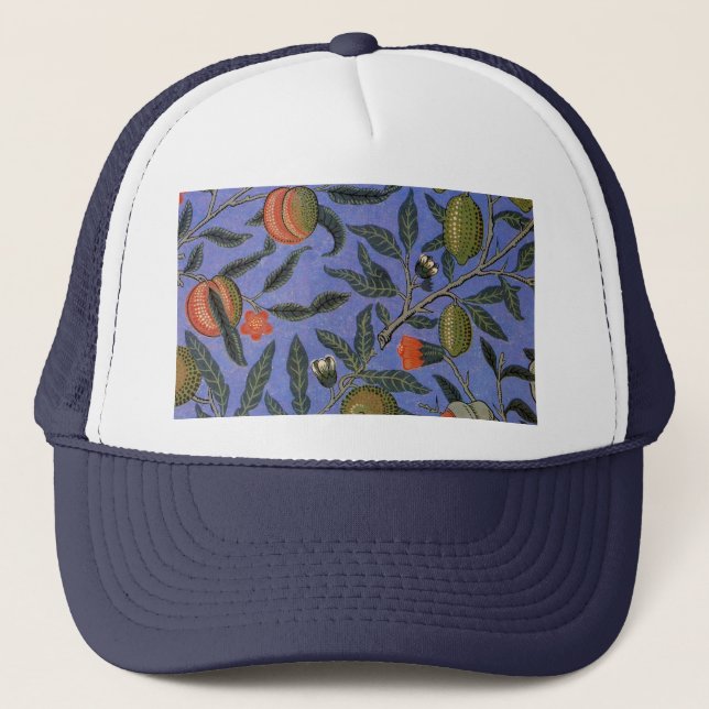 William Morris Pomegranate Blue Colourful Wallpape Trucker Hat (Front)