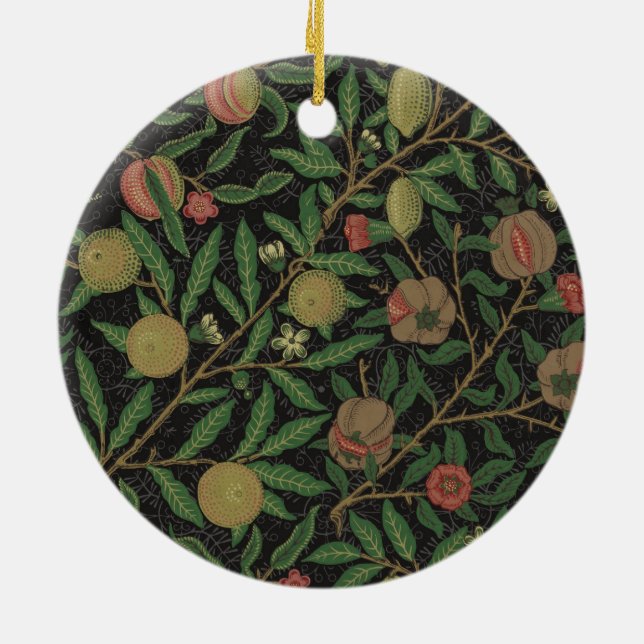 William Morris Pomegranate Classic Fruit Ceramic Tree Decoration (Back)
