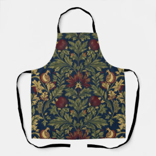 William Morris Pomegranate Floral Navy Pattern Apron
