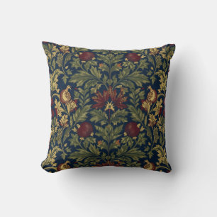 William Morris Pomegranate Floral Navy Pattern Cushion