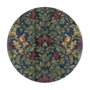 William Morris Pomegranate Floral Navy Pattern Cutting Board