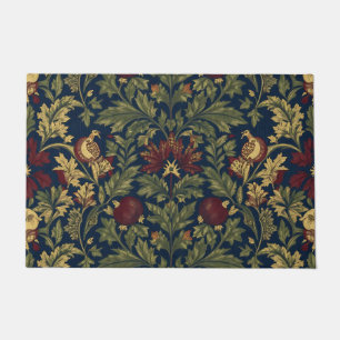 William Morris Pomegranate Floral Navy Pattern Doormat