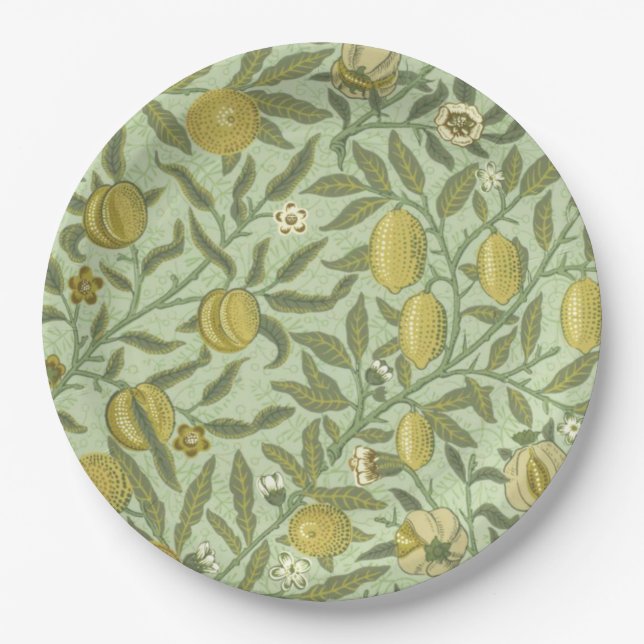 William Morris Pomegranate Fruit Design Paper Plate (Front)