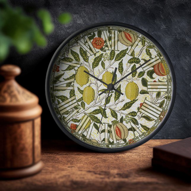 William Morris Pomegranate Lemons Vintage Pattern Clock (Creator Uploaded)