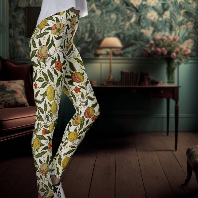 William Morris Pomegranate Lemons Yellow Fruits Leggings (Creator Uploaded)
