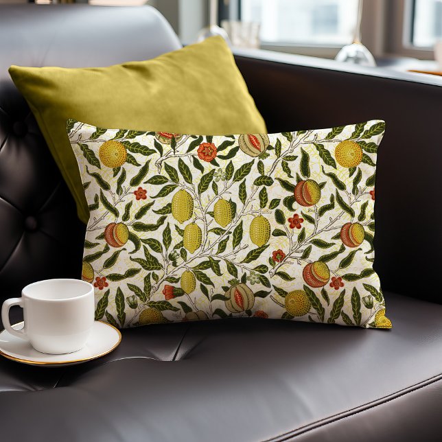 William Morris Pomegranate Lemons Yellow Fruits Lumbar Cushion (Creator Uploaded)