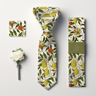 William Morris Pomegranate Lemons Yellow Fruits Tie