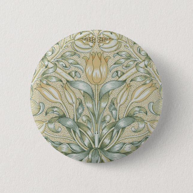 William Morris Pomegranate Pattern Antique Lily  6 Cm Round Badge (Front)