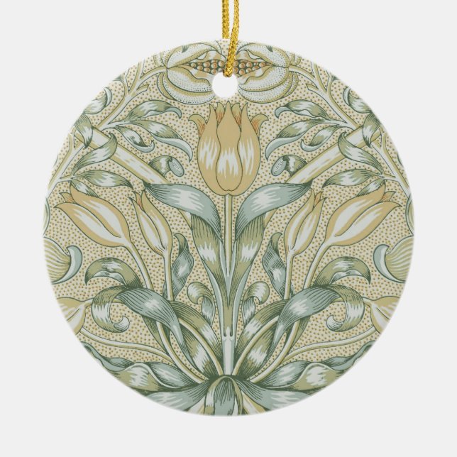 William Morris Pomegranate Pattern Antique Lily  Ceramic Tree Decoration (Front)