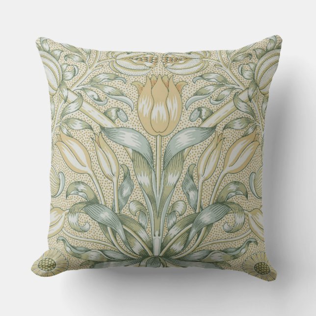 William Morris Pomegranate Pattern Antique Lily  Cushion (Front)