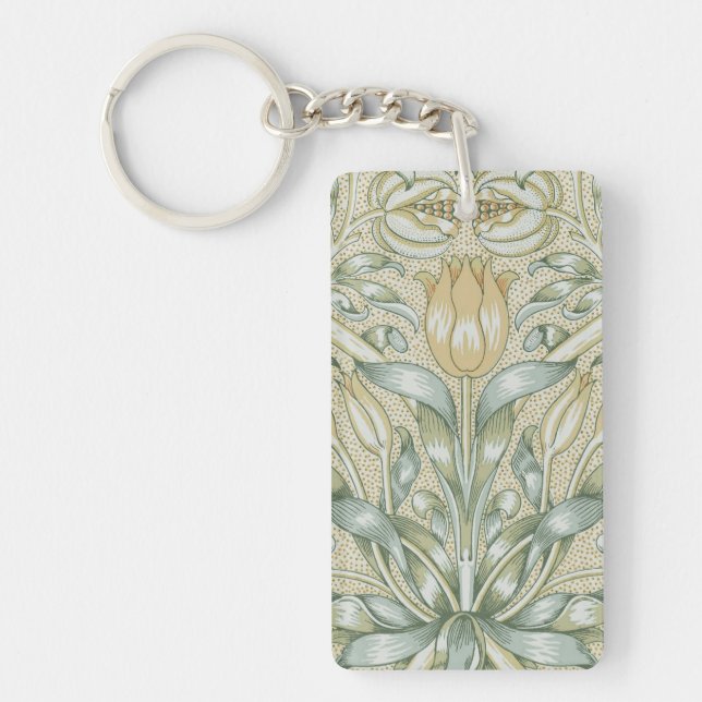 William Morris Pomegranate Pattern Antique Lily  Key Ring (Front)