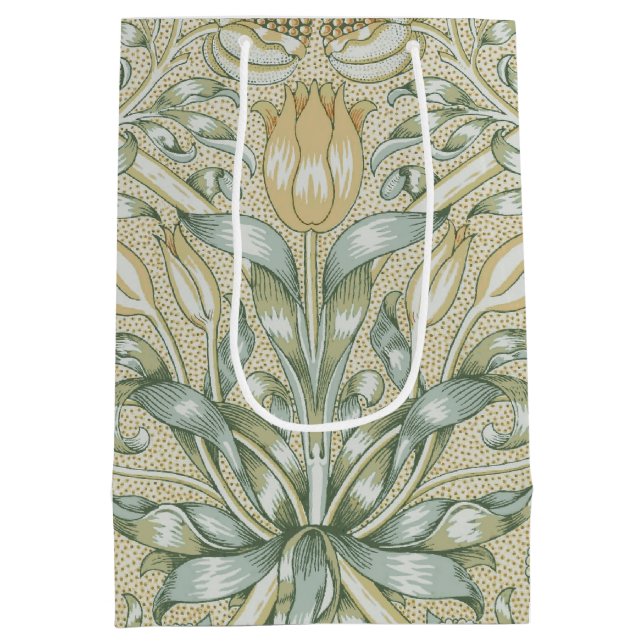 William Morris Pomegranate Pattern Antique Lily  Medium Gift Bag (Back)