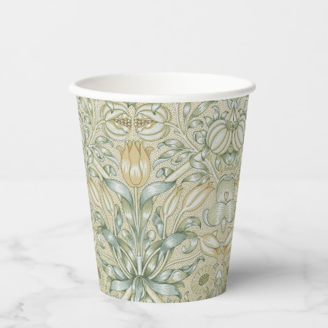 William Morris Pomegranate Pattern Antique Lily  Paper Cups (Front)