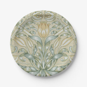 William Morris Pomegranate Pattern Antique Lily  Paper Plate