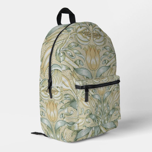 William Morris Pomegranate Pattern Antique Lily  Printed Backpack (Back Corner Left)