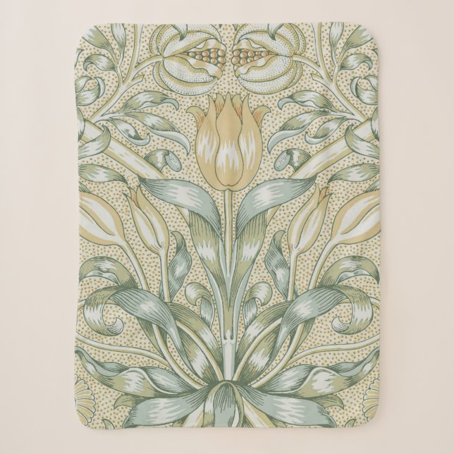 William Morris Pomegranate Pattern Antique Lily  Sherpa Blanket (Front)