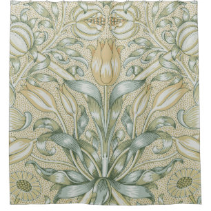 William Morris Pomegranate Pattern Antique Lily Shower Curtain