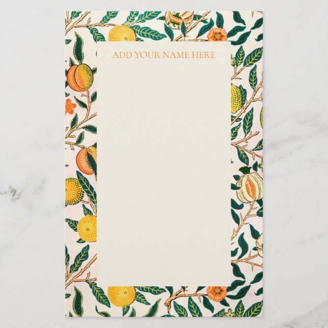 WILLIAM MORRIS "POMEGRANATE" PATTERN STATIONERY (Front)