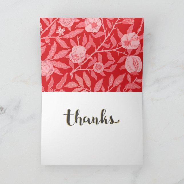 William Morris - Pomegranate Thank You Card (Inside)