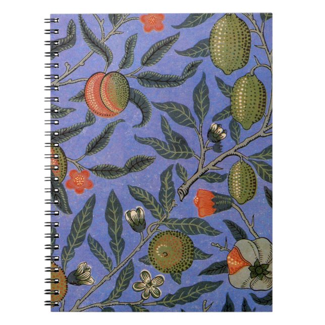 William Morris Pomegranate Wallpaper Spiral Notebook (Front)