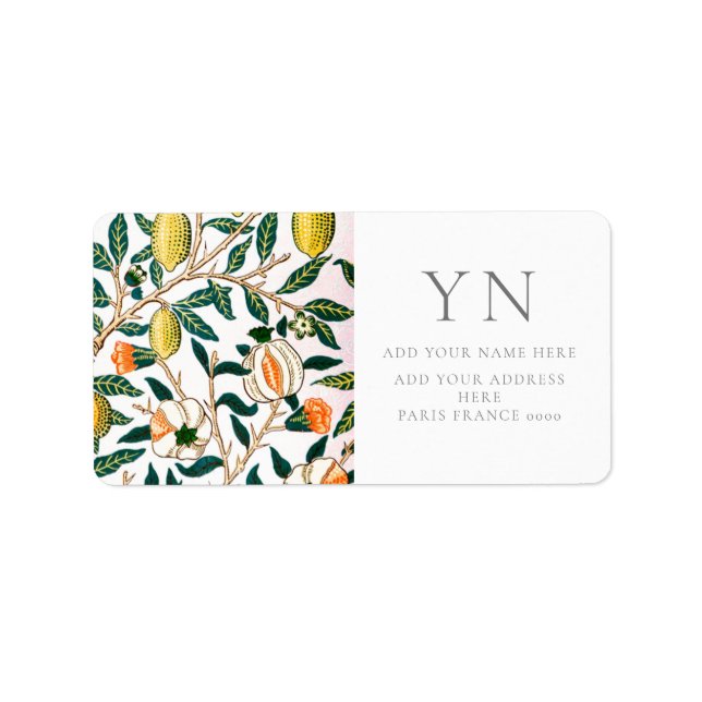 WILLIAM MORRIS POMEGRANATES ADDRESS LABEL (Front)