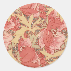 William Morris Poppies Floral Art Nouveau Pattern Classic Round Sticker