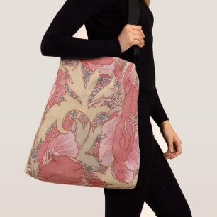 William Morris Poppies Floral Art Nouveau Pattern Crossbody Bag