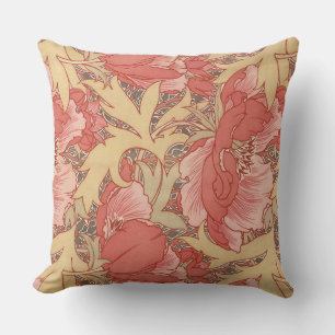 William Morris Poppies Floral Art Nouveau Pattern Cushion