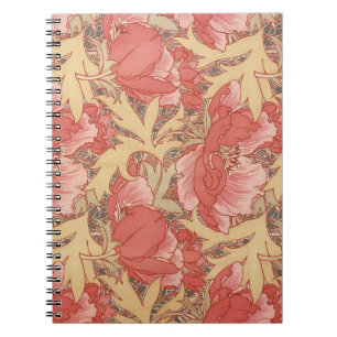 William Morris Poppies Floral Art Nouveau Pattern Notebook