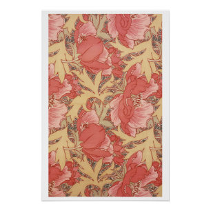 William Morris Poppies Floral Art Nouveau Pattern Poster