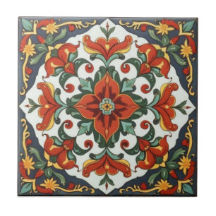 William Morris Poppies Floral Art Nouveau Pattern Tile