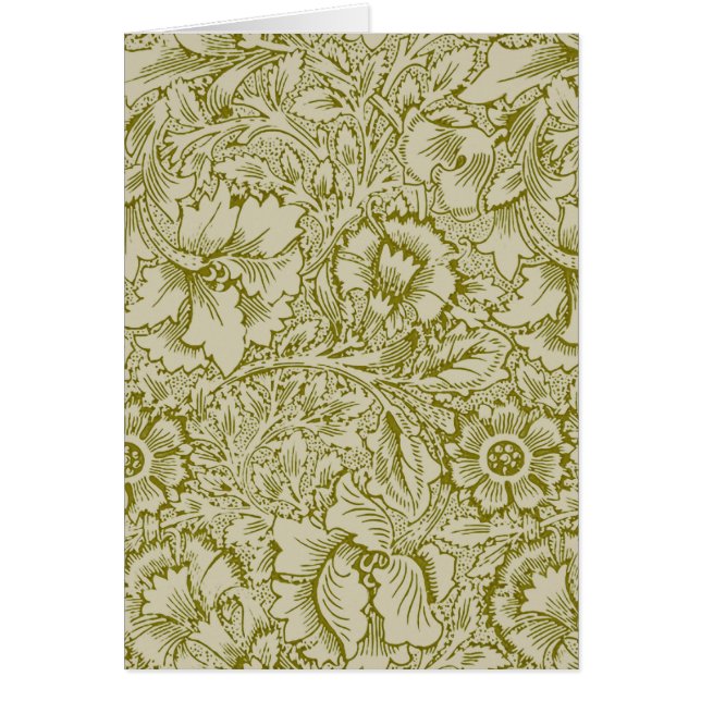 William Morris Poppy Classic Floral Green (Front)