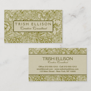 William Morris Poppy Classic Floral Green Business Card