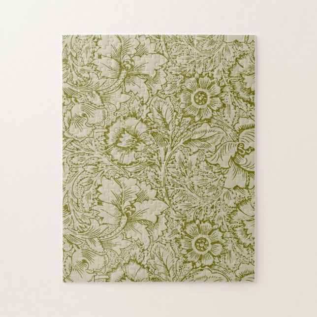 William Morris Poppy Classic Floral Green Jigsaw Puzzle (Vertical)