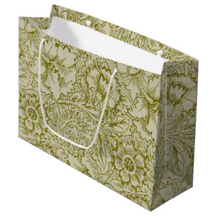 William Morris Poppy Classic Floral Green Large Gift Bag