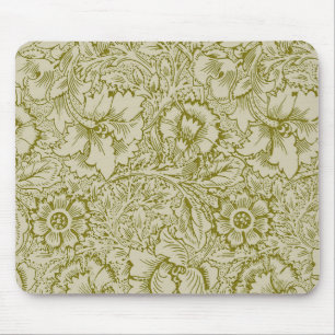 William Morris Poppy Classic Floral Green Mouse Pad