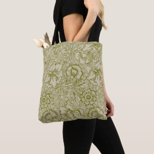 William Morris Poppy Classic Floral Green Tote Bag
