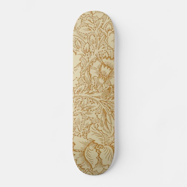 William Morris Poppy Floral Wallpaper Skateboard (Front)